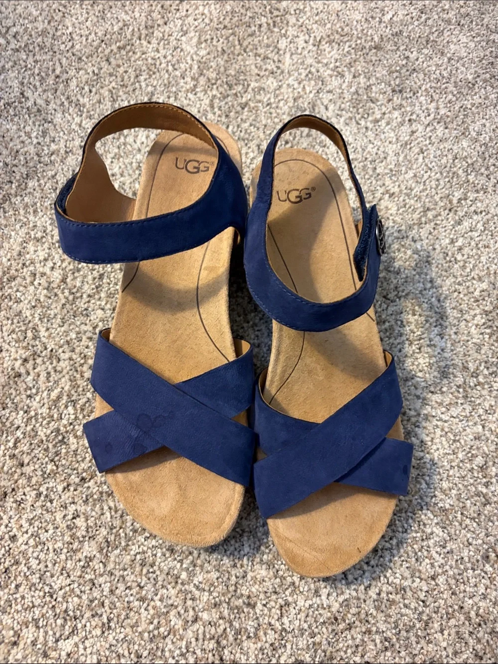 UGG Women's Navy Suede Crisscross Slingback Sandals